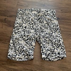 Black w/ white and brown flowers Biker shorts